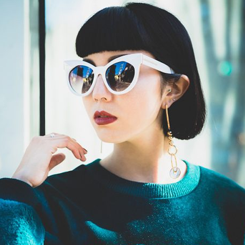 zeroUV Women's Retro Horned Rim Cat Eye Narrow Flat Lens Sunglasses C514 Sunglasses Dark Slate Gray Shiny Black Lavender,Matte Black Smoke,Shiny Red Smoke,Shiny White Smoke,Matte Smoke Smoke