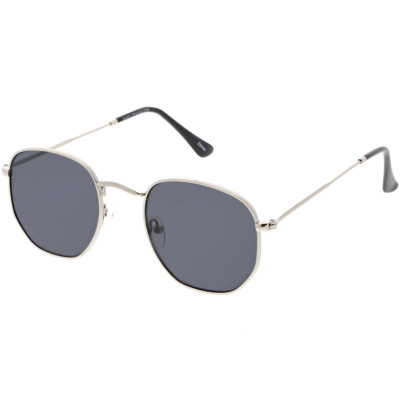 zeroUV Retro Dapper Indie Modern Flat Geometric Lens Sunglasses C518 Sunglasses White Smoke Black Smoke,Gold Brown,Silver Smoke,Gold Green