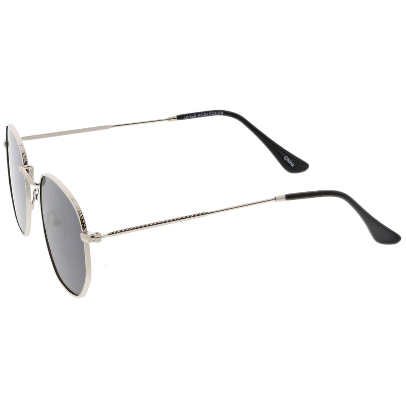 zeroUV Retro Dapper Indie Modern Flat Geometric Lens Sunglasses C518 Sunglasses White Smoke Black Smoke,Gold Brown,Silver Smoke,Gold Green