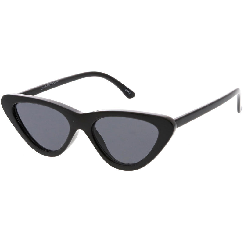 zeroUV Small Retro Slim Flat Lens Cat Eye Sunglasses - C520 Sunglasses White Smoke Shiny Black / Smoke,Black / Lavender Gradient,Red / Lavender,White / Lavender,Tortoise / Amber,Pink / Smoke (Limited),Matte Black / Grey (Limited)