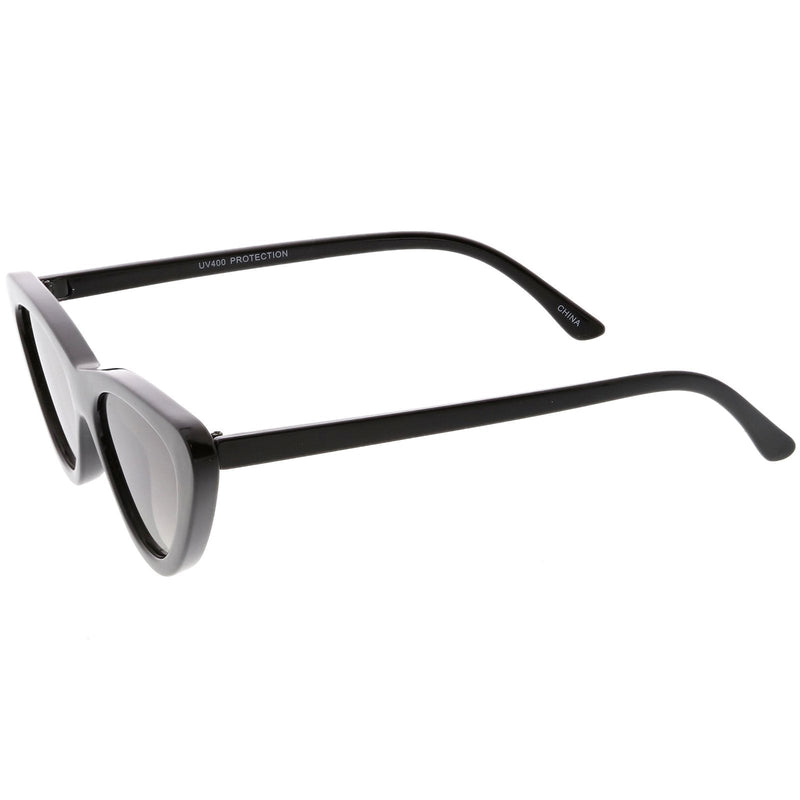 zeroUV Small Retro Slim Flat Lens Cat Eye Sunglasses - C520 Sunglasses White Smoke Shiny Black / Smoke,Black / Lavender Gradient,Red / Lavender,White / Lavender,Tortoise / Amber,Pink / Smoke (Limited),Matte Black / Grey (Limited)