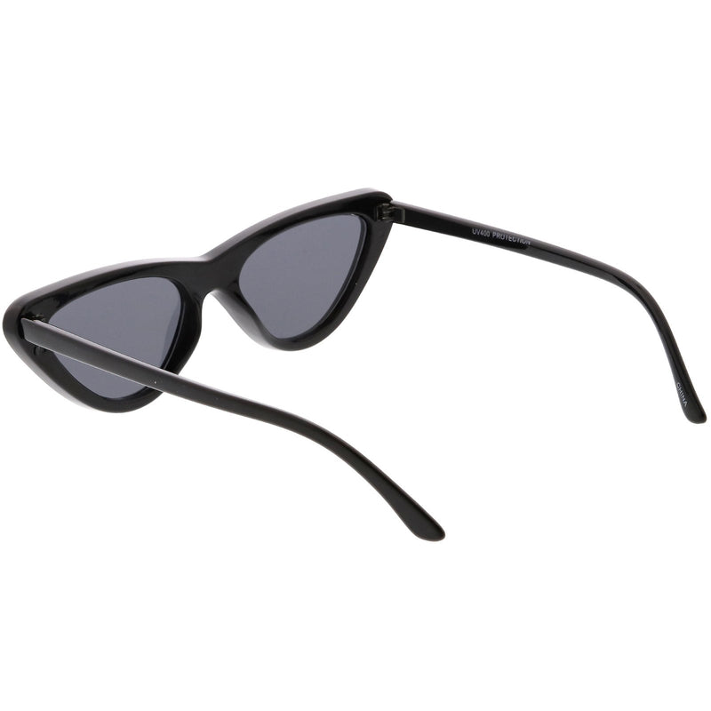 zeroUV Small Retro Slim Flat Lens Cat Eye Sunglasses - C520 Sunglasses White Smoke Shiny Black / Smoke,Black / Lavender Gradient,Red / Lavender,White / Lavender,Tortoise / Amber,Pink / Smoke (Limited),Matte Black / Grey (Limited)