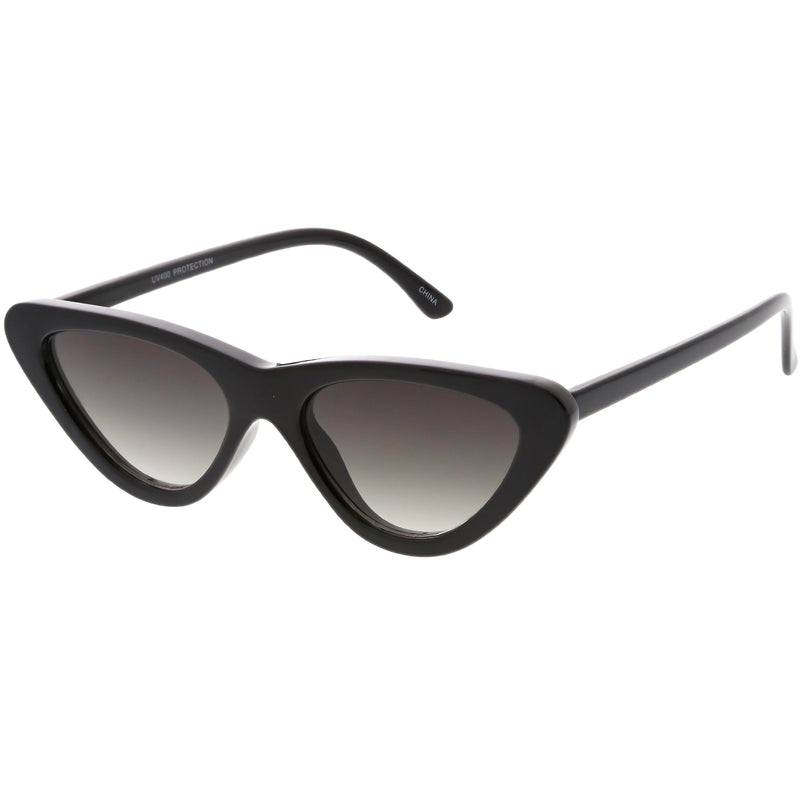 zeroUV Small Retro Slim Flat Lens Cat Eye Sunglasses - C520 Sunglasses White Smoke Shiny Black / Smoke,Black / Lavender Gradient,Red / Lavender,White / Lavender,Tortoise / Amber,Pink / Smoke (Limited),Matte Black / Grey (Limited)
