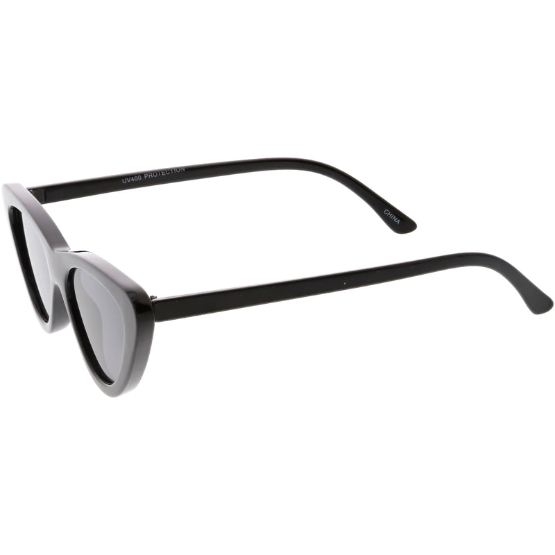 zeroUV Small Retro Slim Flat Lens Cat Eye Sunglasses - C520 Sunglasses White Smoke Shiny Black / Smoke,Black / Lavender Gradient,Red / Lavender,White / Lavender,Tortoise / Amber,Pink / Smoke (Limited),Matte Black / Grey (Limited)