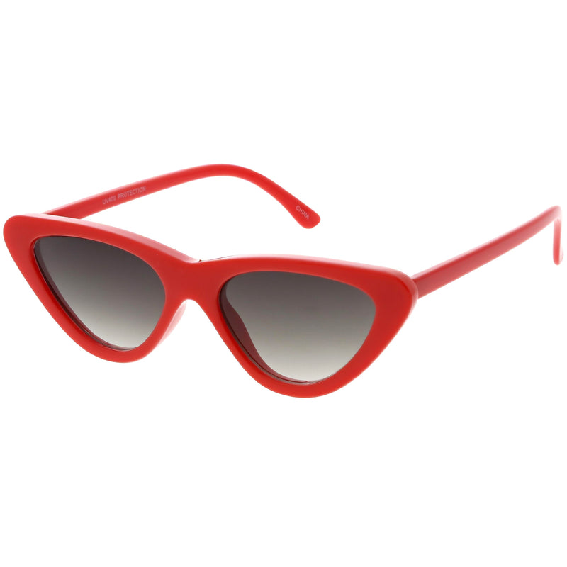 zeroUV Small Retro Slim Flat Lens Cat Eye Sunglasses - C520 Sunglasses White Smoke Shiny Black / Smoke,Black / Lavender Gradient,Red / Lavender,White / Lavender,Tortoise / Amber,Pink / Smoke (Limited),Matte Black / Grey (Limited)