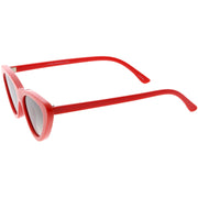 zeroUV Small Retro Slim Flat Lens Cat Eye Sunglasses - C520 Sunglasses White Smoke Shiny Black / Smoke,Black / Lavender Gradient,Red / Lavender,White / Lavender,Tortoise / Amber,Pink / Smoke (Limited),Matte Black / Grey (Limited)