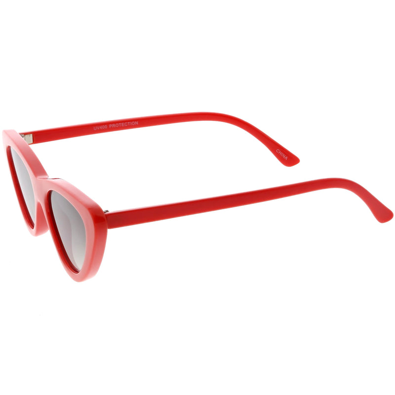 zeroUV Small Retro Slim Flat Lens Cat Eye Sunglasses - C520 Sunglasses White Smoke Shiny Black / Smoke,Black / Lavender Gradient,Red / Lavender,White / Lavender,Tortoise / Amber,Pink / Smoke (Limited),Matte Black / Grey (Limited)