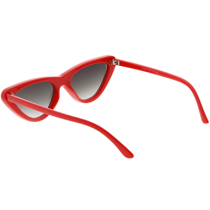zeroUV Small Retro Slim Flat Lens Cat Eye Sunglasses - C520 Sunglasses White Smoke Shiny Black / Smoke,Black / Lavender Gradient,Red / Lavender,White / Lavender,Tortoise / Amber,Pink / Smoke (Limited),Matte Black / Grey (Limited)