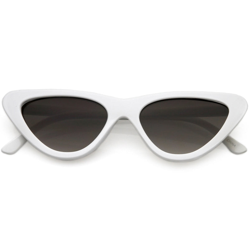 zeroUV Small Retro Slim Flat Lens Cat Eye Sunglasses - C520 Sunglasses White Smoke White / Lavender