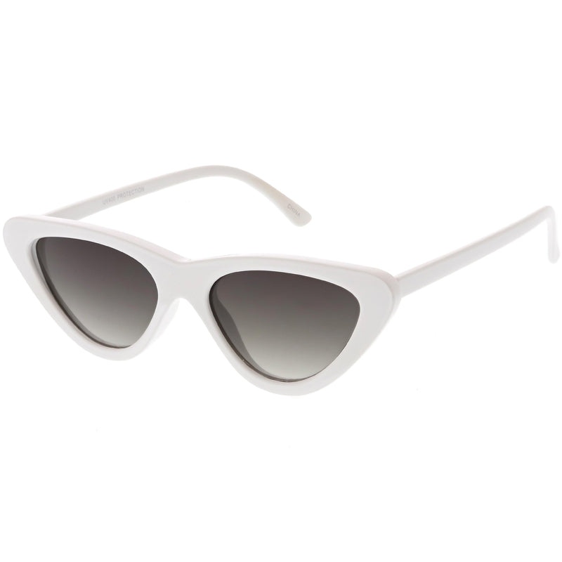 zeroUV Small Retro Slim Flat Lens Cat Eye Sunglasses - C520 Sunglasses White Smoke Shiny Black / Smoke,Black / Lavender Gradient,Red / Lavender,White / Lavender,Tortoise / Amber,Pink / Smoke (Limited),Matte Black / Grey (Limited)