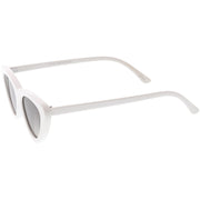 zeroUV Small Retro Slim Flat Lens Cat Eye Sunglasses - C520 Sunglasses White Smoke Shiny Black / Smoke,Black / Lavender Gradient,Red / Lavender,White / Lavender,Tortoise / Amber,Pink / Smoke (Limited),Matte Black / Grey (Limited)
