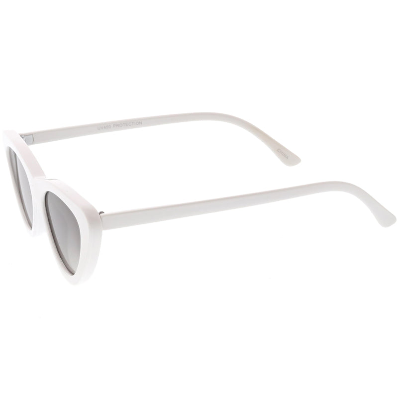 zeroUV Small Retro Slim Flat Lens Cat Eye Sunglasses - C520 Sunglasses White Smoke Shiny Black / Smoke,Black / Lavender Gradient,Red / Lavender,White / Lavender,Tortoise / Amber,Pink / Smoke (Limited),Matte Black / Grey (Limited)