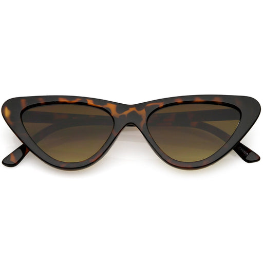zeroUV Small Retro Slim Flat Lens Cat Eye Sunglasses - C520 Sunglasses White Smoke Shiny Black / Smoke,Black / Lavender Gradient,Red / Lavender,White / Lavender,Tortoise / Amber,Pink / Smoke (Limited),Matte Black / Grey (Limited)