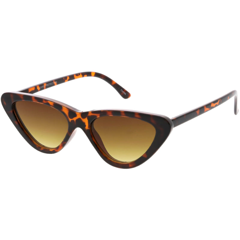 zeroUV Small Retro Slim Flat Lens Cat Eye Sunglasses - C520 Sunglasses White Smoke Shiny Black / Smoke,Black / Lavender Gradient,Red / Lavender,White / Lavender,Tortoise / Amber,Pink / Smoke (Limited),Matte Black / Grey (Limited)