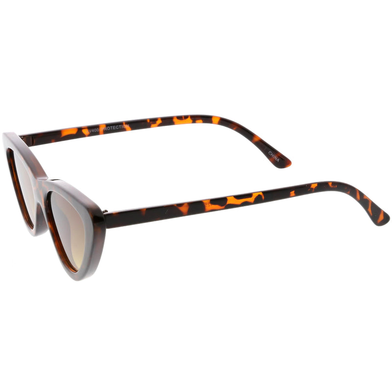 zeroUV Small Retro Slim Flat Lens Cat Eye Sunglasses - C520 Sunglasses White Smoke Shiny Black / Smoke,Black / Lavender Gradient,Red / Lavender,White / Lavender,Tortoise / Amber,Pink / Smoke (Limited),Matte Black / Grey (Limited)