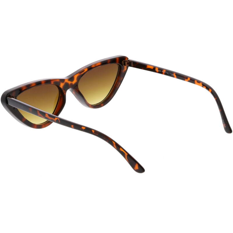 zeroUV Small Retro Slim Flat Lens Cat Eye Sunglasses - C520 Sunglasses White Smoke Shiny Black / Smoke,Black / Lavender Gradient,Red / Lavender,White / Lavender,Tortoise / Amber,Pink / Smoke (Limited),Matte Black / Grey (Limited)