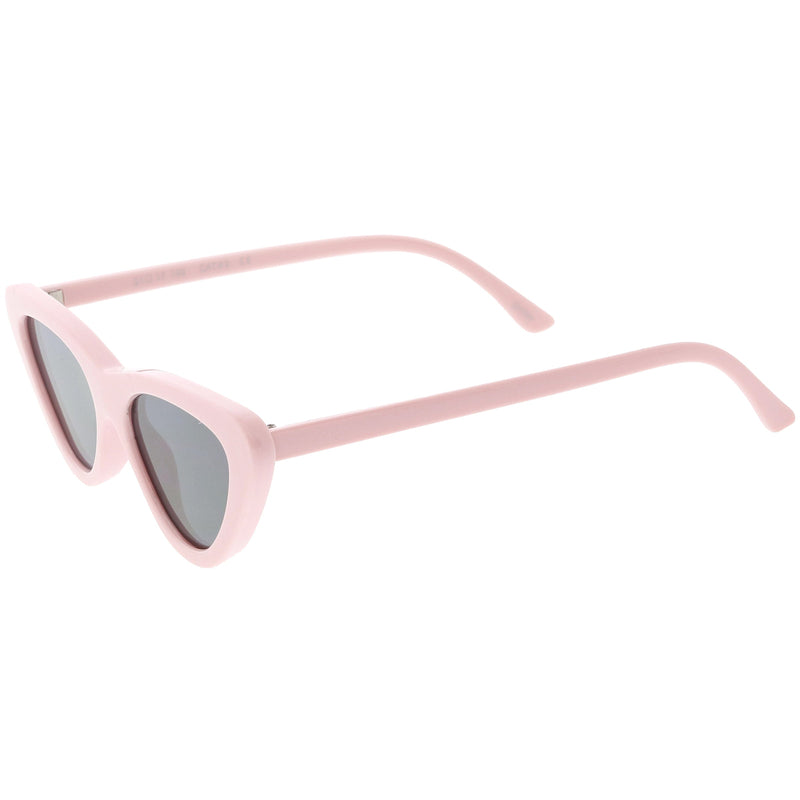 zeroUV Small Retro Slim Flat Lens Cat Eye Sunglasses - C520 Sunglasses White Smoke Shiny Black / Smoke,Black / Lavender Gradient,Red / Lavender,White / Lavender,Tortoise / Amber,Pink / Smoke (Limited),Matte Black / Grey (Limited)