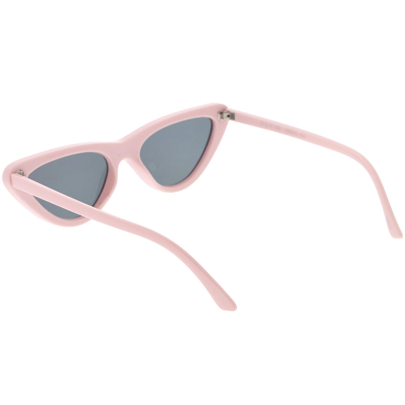 zeroUV Small Retro Slim Flat Lens Cat Eye Sunglasses - C520 Sunglasses White Smoke Shiny Black / Smoke,Black / Lavender Gradient,Red / Lavender,White / Lavender,Tortoise / Amber,Pink / Smoke (Limited),Matte Black / Grey (Limited)