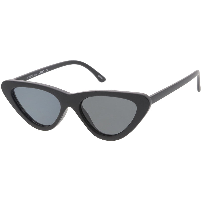 zeroUV Small Retro Slim Flat Lens Cat Eye Sunglasses - C520 Sunglasses White Smoke Shiny Black / Smoke,Black / Lavender Gradient,Red / Lavender,White / Lavender,Tortoise / Amber,Pink / Smoke (Limited),Matte Black / Grey (Limited)