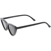 zeroUV Small Retro Slim Flat Lens Cat Eye Sunglasses - C520 Sunglasses White Smoke Shiny Black / Smoke,Black / Lavender Gradient,Red / Lavender,White / Lavender,Tortoise / Amber,Pink / Smoke (Limited),Matte Black / Grey (Limited)