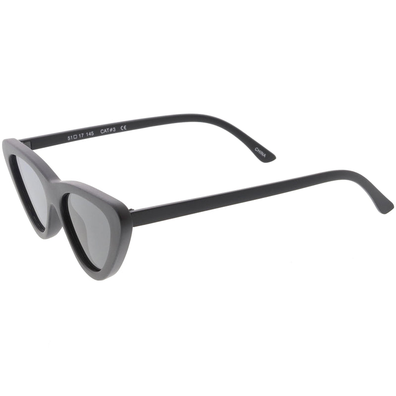 zeroUV Small Retro Slim Flat Lens Cat Eye Sunglasses - C520 Sunglasses White Smoke Shiny Black / Smoke,Black / Lavender Gradient,Red / Lavender,White / Lavender,Tortoise / Amber,Pink / Smoke (Limited),Matte Black / Grey (Limited)