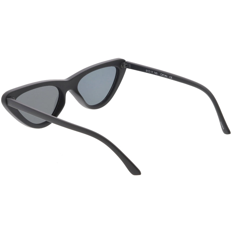 zeroUV Small Retro Slim Flat Lens Cat Eye Sunglasses - C520 Sunglasses White Smoke Shiny Black / Smoke,Black / Lavender Gradient,Red / Lavender,White / Lavender,Tortoise / Amber,Pink / Smoke (Limited),Matte Black / Grey (Limited)