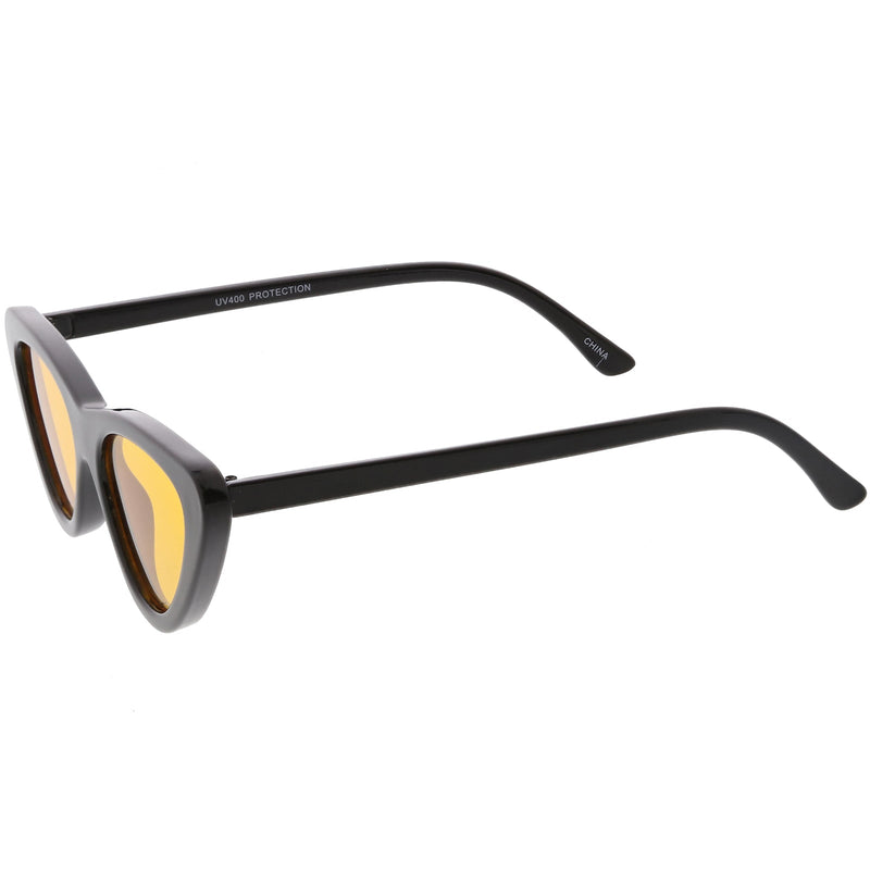 zeroUV Retro 1990's Narrow Color Tone Flat Lens Cat Eye Sunglasses C522 Sunglasses White Smoke Black Orange,Black Red,Black Blue,Black Yellow,Black Pink