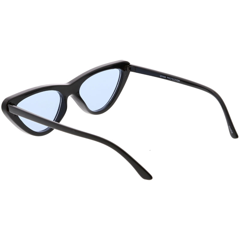 zeroUV Retro 1990's Narrow Color Tone Flat Lens Cat Eye Sunglasses C522 Sunglasses White Smoke Black Orange,Black Red,Black Blue,Black Yellow,Black Pink