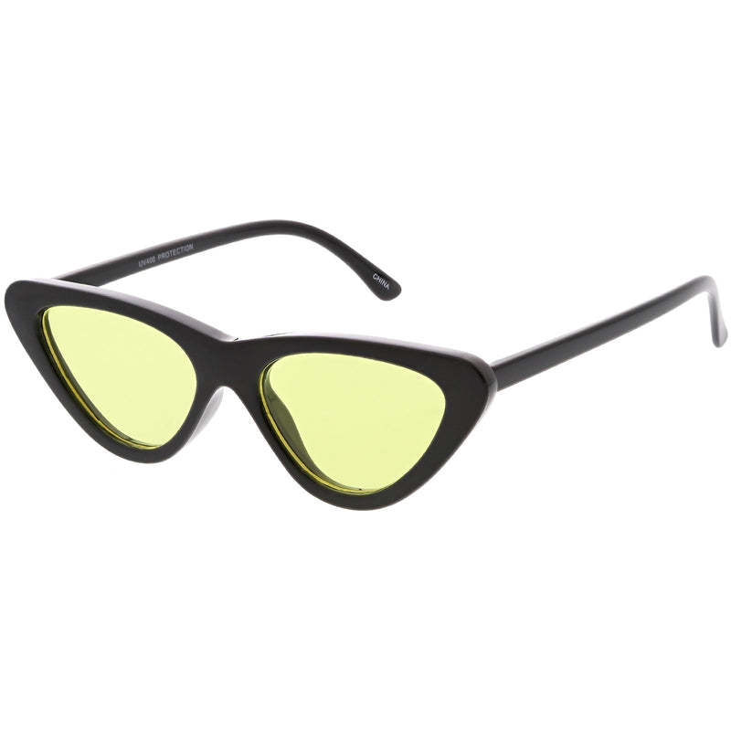 zeroUV Retro 1990's Narrow Color Tone Flat Lens Cat Eye Sunglasses C522 Sunglasses White Smoke Black Orange,Black Red,Black Blue,Black Yellow,Black Pink