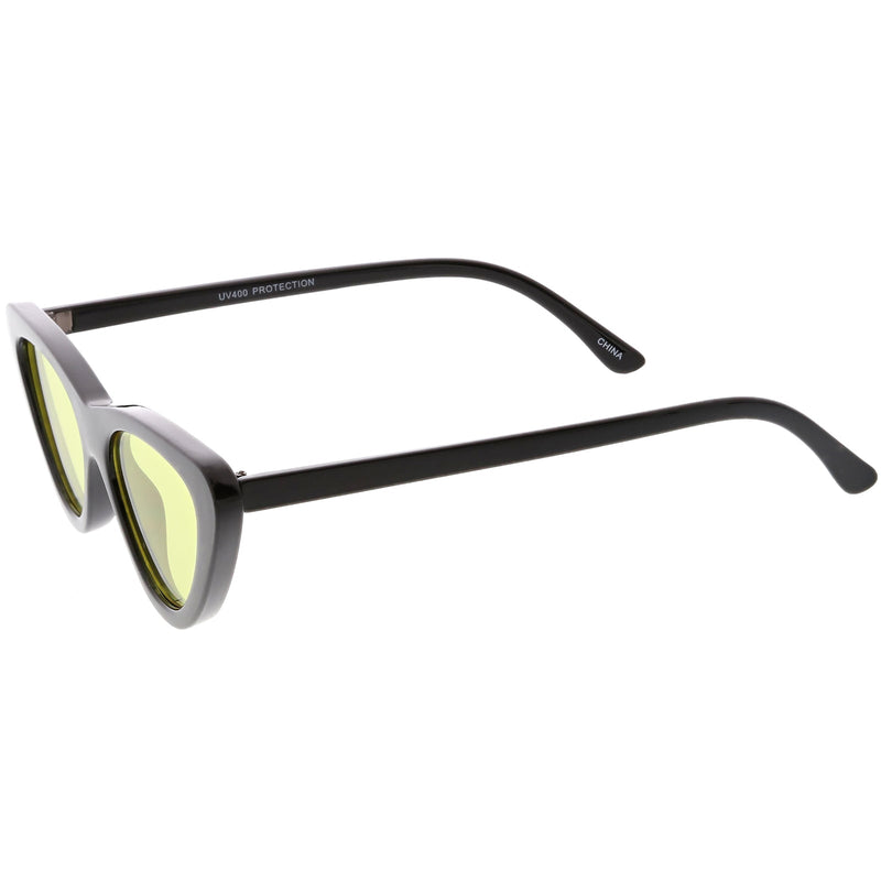 zeroUV Retro 1990's Narrow Color Tone Flat Lens Cat Eye Sunglasses C522 Sunglasses White Smoke Black Orange,Black Red,Black Blue,Black Yellow,Black Pink