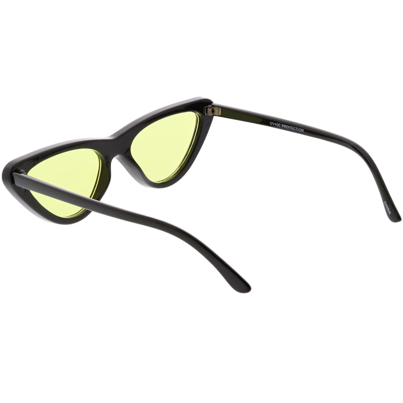 zeroUV Retro 1990's Narrow Color Tone Flat Lens Cat Eye Sunglasses C522 Sunglasses White Smoke Black Orange,Black Red,Black Blue,Black Yellow,Black Pink