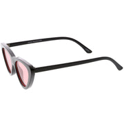 zeroUV Retro 1990's Narrow Color Tone Flat Lens Cat Eye Sunglasses C522 Sunglasses White Smoke Black Orange,Black Red,Black Blue,Black Yellow,Black Pink