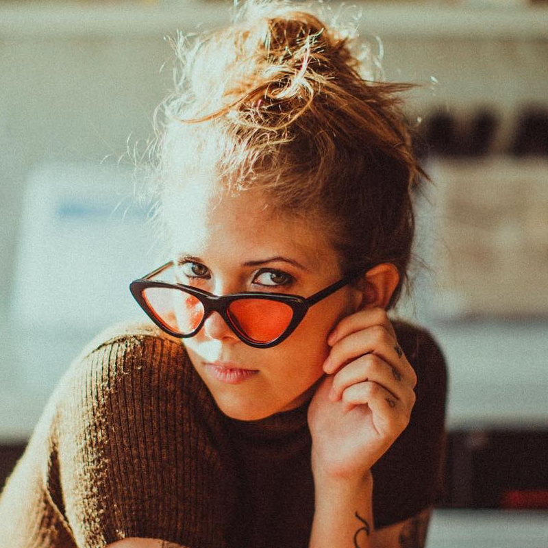 zeroUV Retro 1990's Narrow Color Tone Flat Lens Cat Eye Sunglasses C522 Sunglasses Black Black Orange,Black Red,Black Blue,Black Yellow,Black Pink