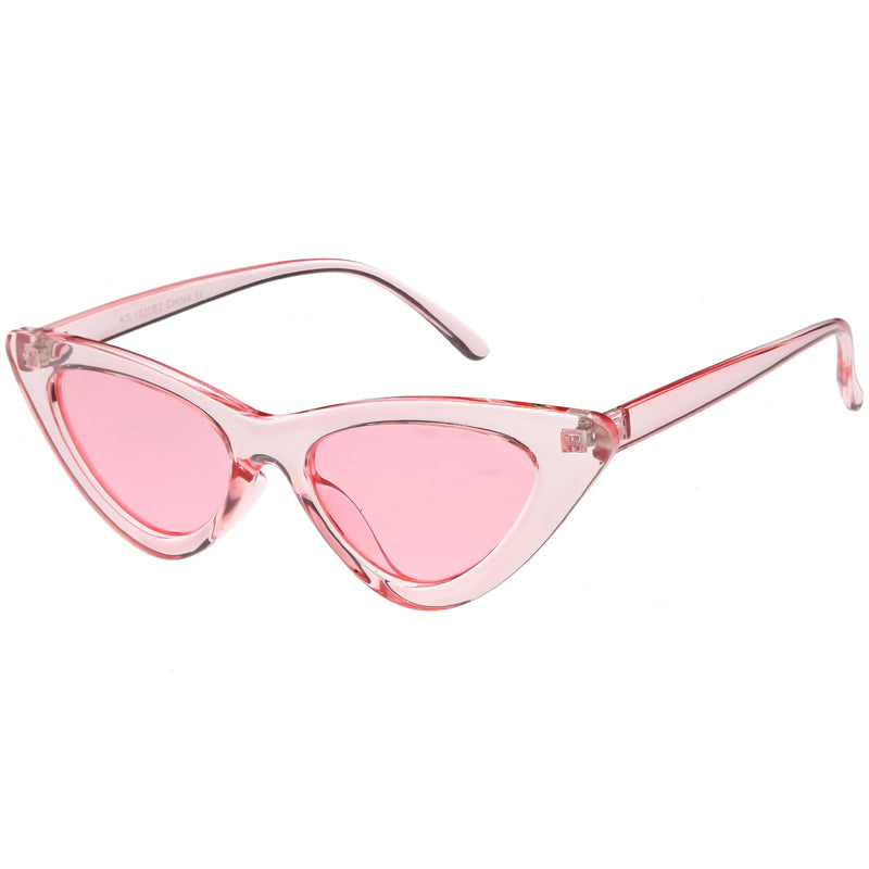 zeroUV Women's Retro 1990's Narrow Flat Color Tone Lens Cat Eye Sunglasses C524 Sunglasses White Smoke Pink Pink,Yellow Blue,Clear Purple,Clear Red,Blue Blue,Red Pink,Clear Yellow,Peach Pink Pink