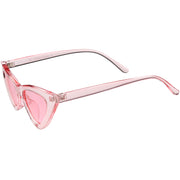 zeroUV Women's Retro 1990's Narrow Flat Color Tone Lens Cat Eye Sunglasses C524 Sunglasses White Smoke Pink Pink,Yellow Blue,Clear Purple,Clear Red,Blue Blue,Red Pink,Clear Yellow,Peach Pink Pink