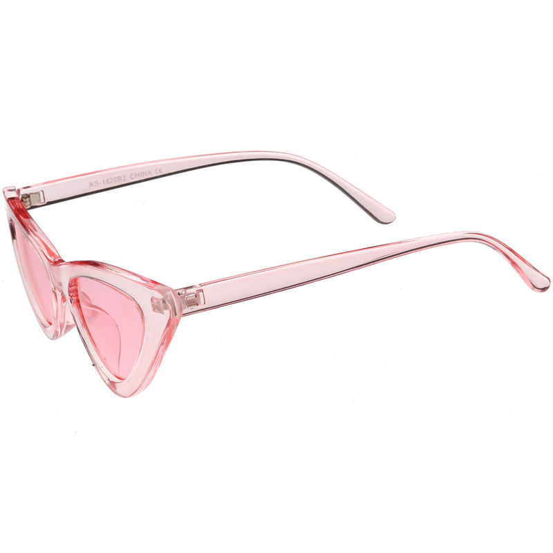zeroUV Women's Retro 1990's Narrow Flat Color Tone Lens Cat Eye Sunglasses C524 Sunglasses White Smoke Pink Pink,Yellow Blue,Clear Purple,Clear Red,Blue Blue,Red Pink,Clear Yellow,Peach Pink Pink