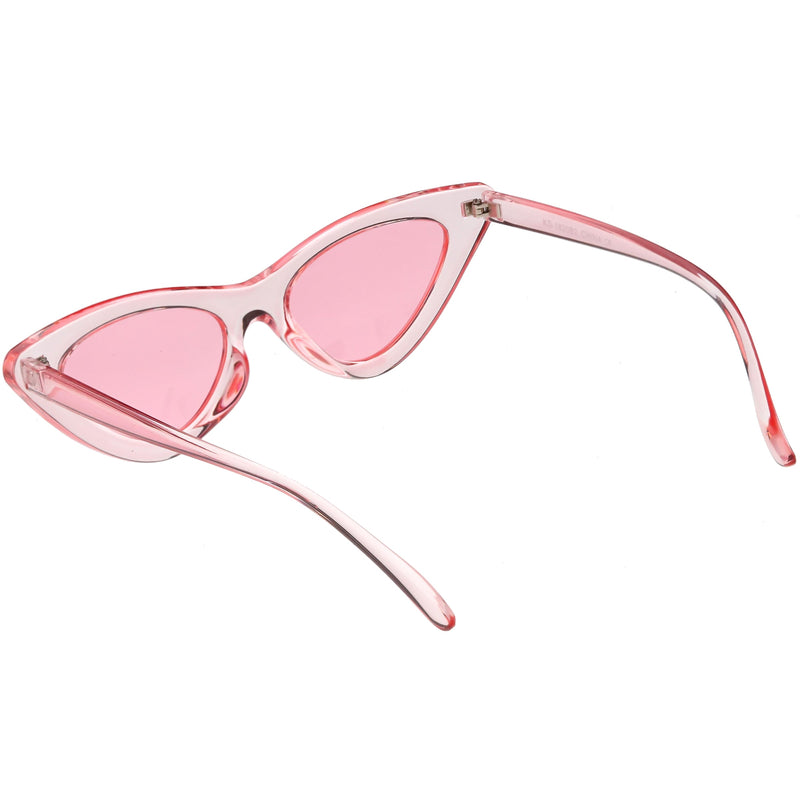 zeroUV Women's Retro 1990's Narrow Flat Color Tone Lens Cat Eye Sunglasses C524 Sunglasses White Smoke Pink Pink,Yellow Blue,Clear Purple,Clear Red,Blue Blue,Red Pink,Clear Yellow,Peach Pink Pink