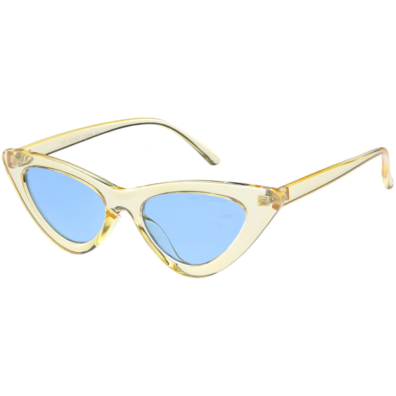 zeroUV Women's Retro 1990's Narrow Flat Color Tone Lens Cat Eye Sunglasses C524 Sunglasses White Smoke Pink Pink,Yellow Blue,Clear Purple,Clear Red,Blue Blue,Red Pink,Clear Yellow,Peach Pink Pink