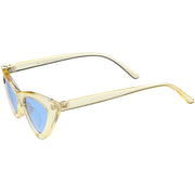 zeroUV Women's Retro 1990's Narrow Flat Color Tone Lens Cat Eye Sunglasses C524 Sunglasses White Smoke Pink Pink,Yellow Blue,Clear Purple,Clear Red,Blue Blue,Red Pink,Clear Yellow,Peach Pink Pink