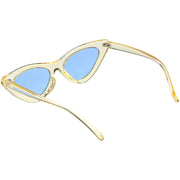 zeroUV Women's Retro 1990's Narrow Flat Color Tone Lens Cat Eye Sunglasses C524 Sunglasses White Smoke Pink Pink,Yellow Blue,Clear Purple,Clear Red,Blue Blue,Red Pink,Clear Yellow,Peach Pink Pink