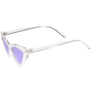 zeroUV Women's Retro 1990's Narrow Flat Color Tone Lens Cat Eye Sunglasses C524 Sunglasses White Smoke Pink Pink,Yellow Blue,Clear Purple,Clear Red,Blue Blue,Red Pink,Clear Yellow,Peach Pink Pink