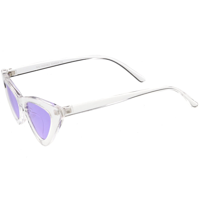 zeroUV Women's Retro 1990's Narrow Flat Color Tone Lens Cat Eye Sunglasses C524 Sunglasses White Smoke Pink Pink,Yellow Blue,Clear Purple,Clear Red,Blue Blue,Red Pink,Clear Yellow,Peach Pink Pink