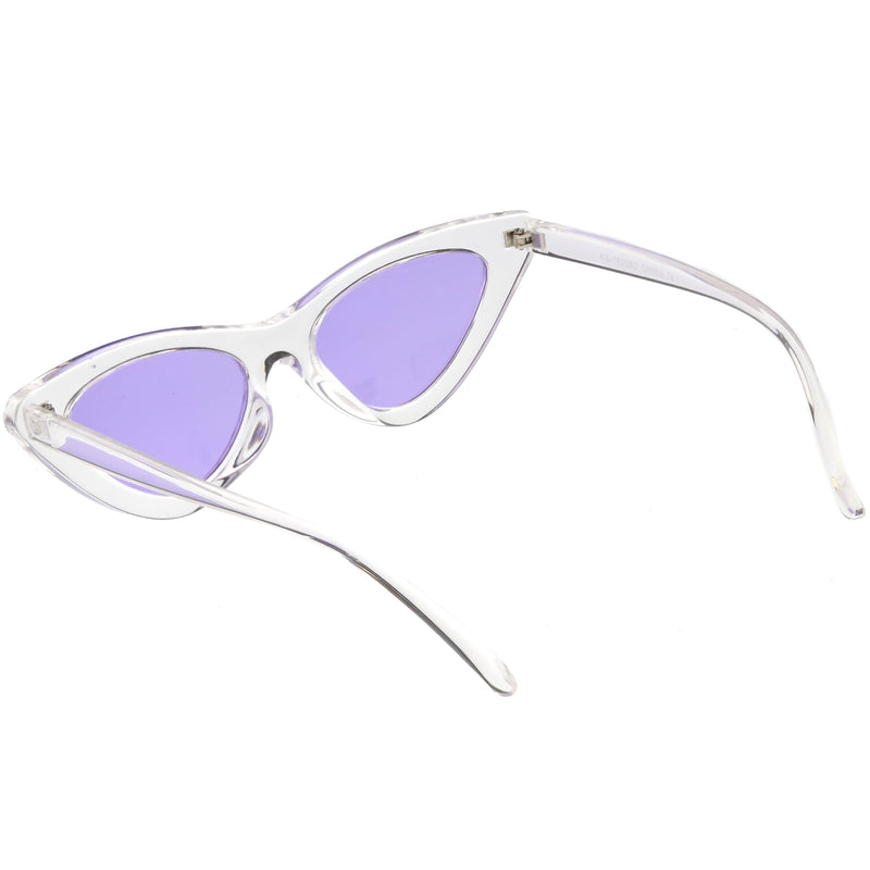zeroUV Women's Retro 1990's Narrow Flat Color Tone Lens Cat Eye Sunglasses C524 Sunglasses White Smoke Pink Pink,Yellow Blue,Clear Purple,Clear Red,Blue Blue,Red Pink,Clear Yellow,Peach Pink Pink