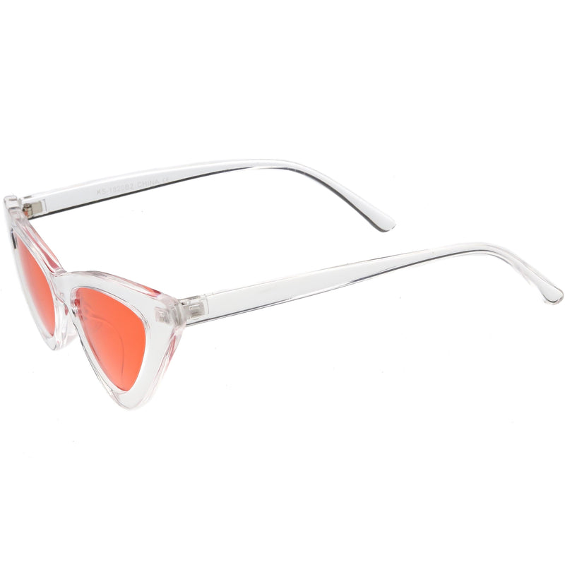 zeroUV Women's Retro 1990's Narrow Flat Color Tone Lens Cat Eye Sunglasses C524 Sunglasses White Smoke Pink Pink,Yellow Blue,Clear Purple,Clear Red,Blue Blue,Red Pink,Clear Yellow,Peach Pink Pink