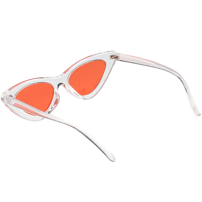 zeroUV Women's Retro 1990's Narrow Flat Color Tone Lens Cat Eye Sunglasses C524 Sunglasses White Smoke Pink Pink,Yellow Blue,Clear Purple,Clear Red,Blue Blue,Red Pink,Clear Yellow,Peach Pink Pink