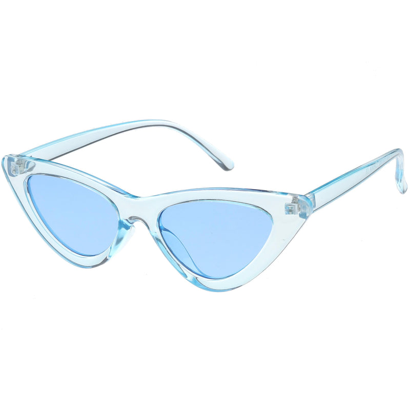 zeroUV Women's Retro 1990's Narrow Flat Color Tone Lens Cat Eye Sunglasses C524 Sunglasses White Smoke Pink Pink,Yellow Blue,Clear Purple,Clear Red,Blue Blue,Red Pink,Clear Yellow,Peach Pink Pink