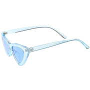 zeroUV Women's Retro 1990's Narrow Flat Color Tone Lens Cat Eye Sunglasses C524 Sunglasses White Smoke Pink Pink,Yellow Blue,Clear Purple,Clear Red,Blue Blue,Red Pink,Clear Yellow,Peach Pink Pink
