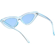 zeroUV Women's Retro 1990's Narrow Flat Color Tone Lens Cat Eye Sunglasses C524 Sunglasses White Smoke Pink Pink,Yellow Blue,Clear Purple,Clear Red,Blue Blue,Red Pink,Clear Yellow,Peach Pink Pink