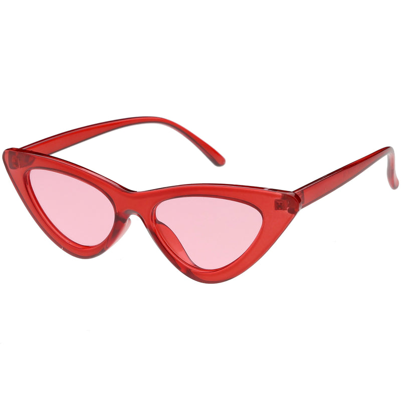 zeroUV Women's Retro 1990's Narrow Flat Color Tone Lens Cat Eye Sunglasses C524 Sunglasses White Smoke Pink Pink,Yellow Blue,Clear Purple,Clear Red,Blue Blue,Red Pink,Clear Yellow,Peach Pink Pink