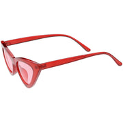 zeroUV Women's Retro 1990's Narrow Flat Color Tone Lens Cat Eye Sunglasses C524 Sunglasses White Smoke Pink Pink,Yellow Blue,Clear Purple,Clear Red,Blue Blue,Red Pink,Clear Yellow,Peach Pink Pink